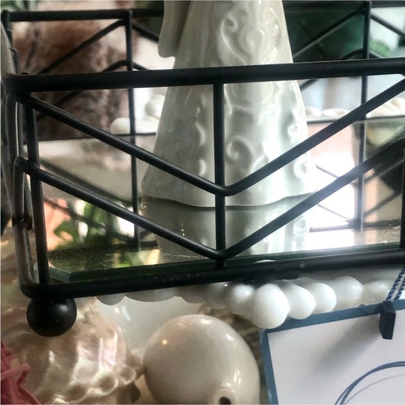 NEW! Black Metal Vanity Footed Mirrored Tray - Picture 4 of 6